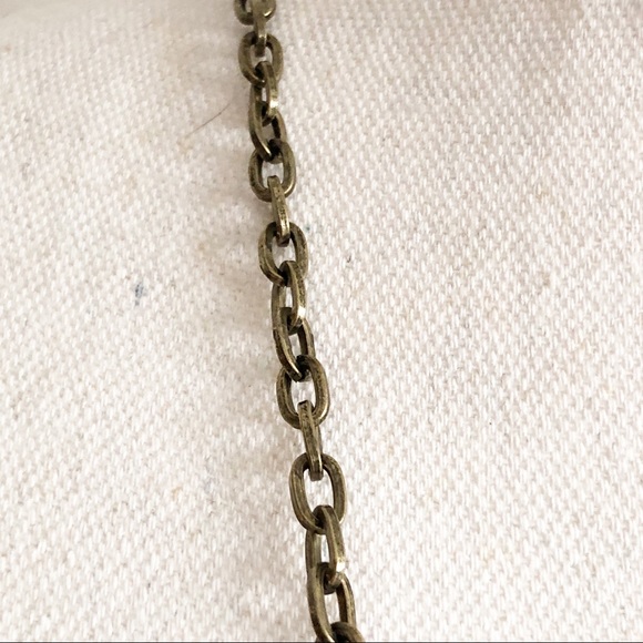 NWOT MARLYN SCHIFF Boho Tiny Chain Link Long Necklace with Black Leather Tassel - Picture 7 of 16